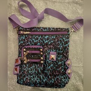 RARE Y2K Betsey Johnson Betseyville Purple Leopard Print Bag